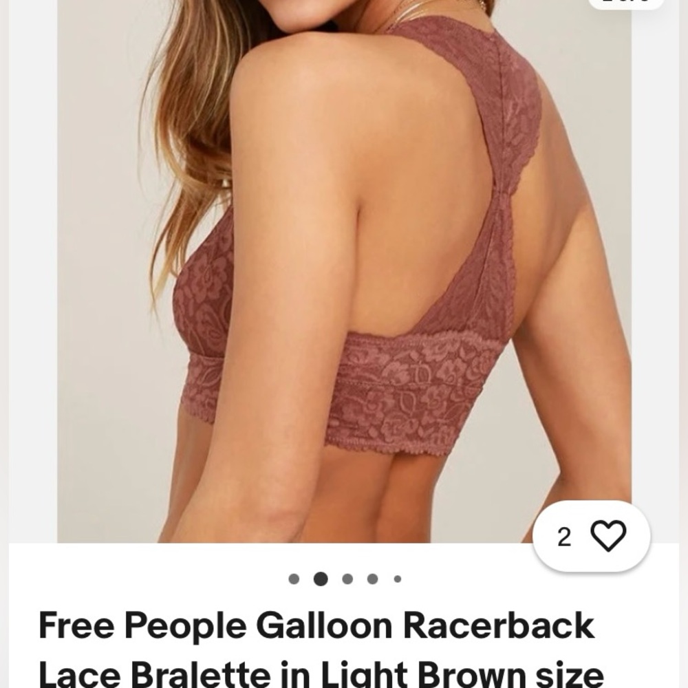 FREE PEOPLE INTIMATELY Racerback Bralette Lace Bralette WOMENS 
SIZE L - Picture 2 of 9